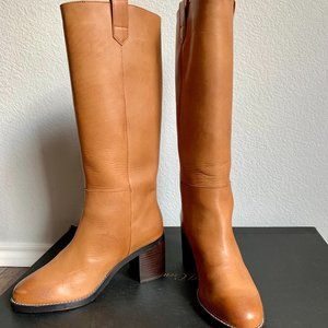 J. Crew Stacked-heel Leather Riding Boots